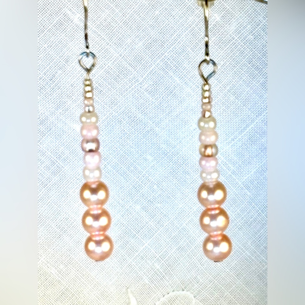 Earrings Pierced Handcrafted Unique Design Women’s Manufactured Pink Pearls